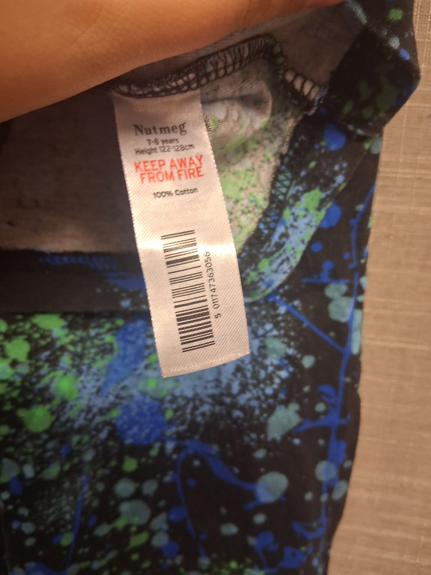 Nutmeg Boys Blue Paint Splatter Pattern 2 Piece PJ Pyjamas Set Age 7-8 Years