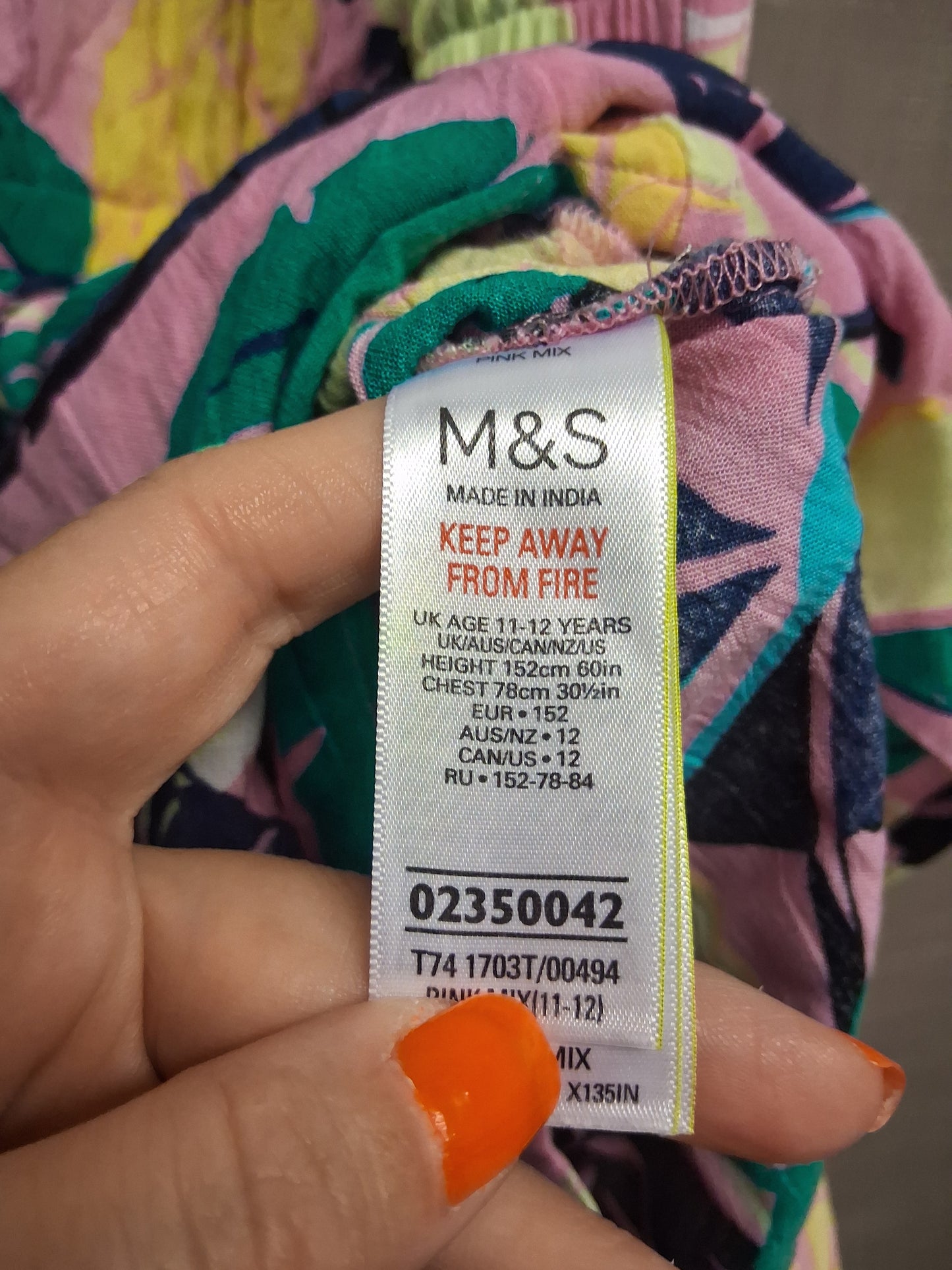 Marks & Spencer Girls Multicolour Floral Playsuit Age 11-12 Years Lightweight
