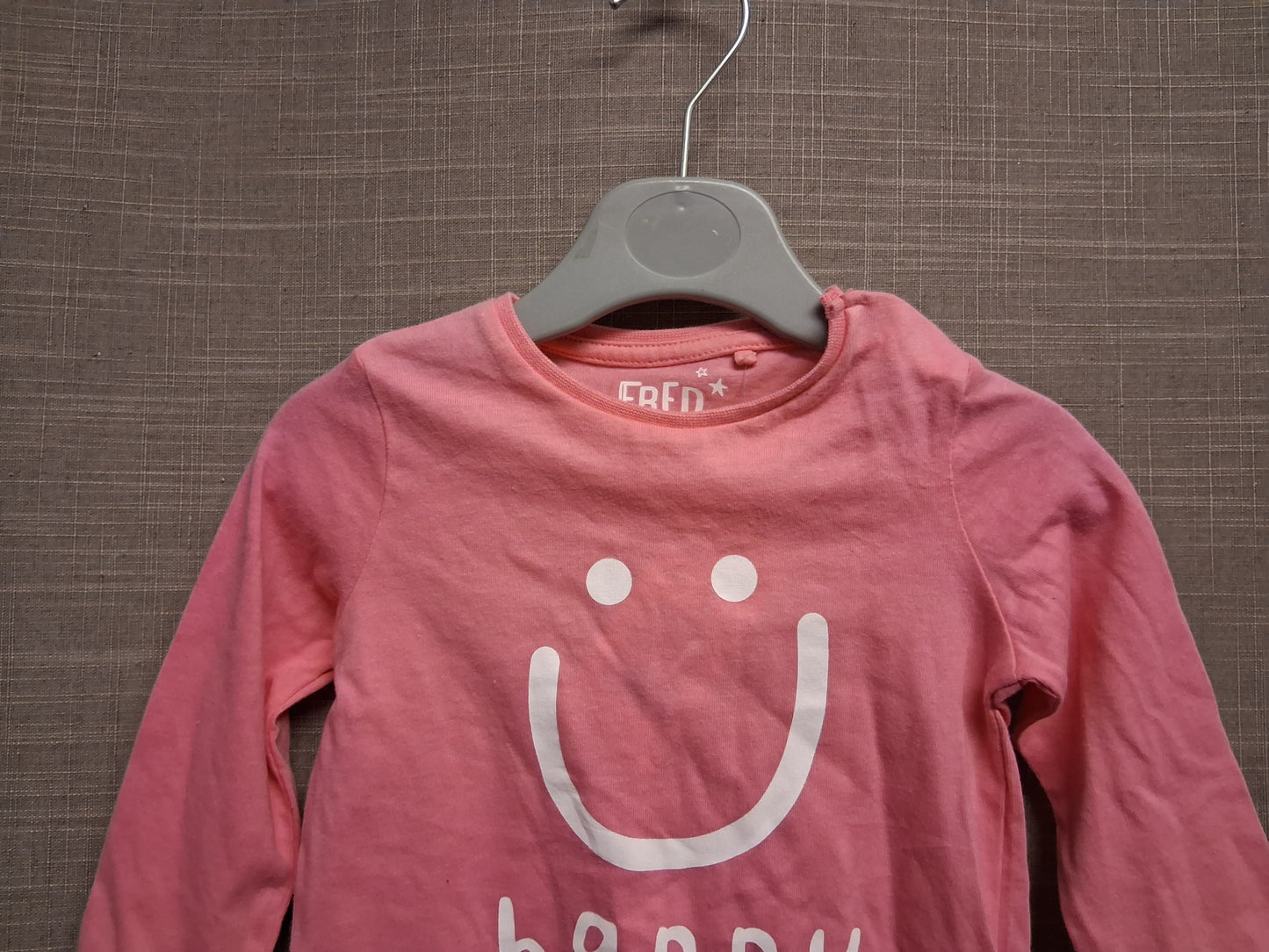 F&F Girls Pink Long Sleeve Smiley Face T-Shirt Age 3-6 Months