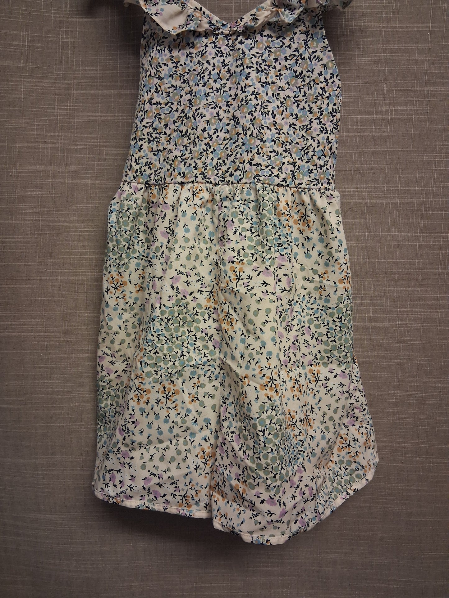 Next Girls Beige Green Floral Lightweight Playsuit Age 4-5 years
