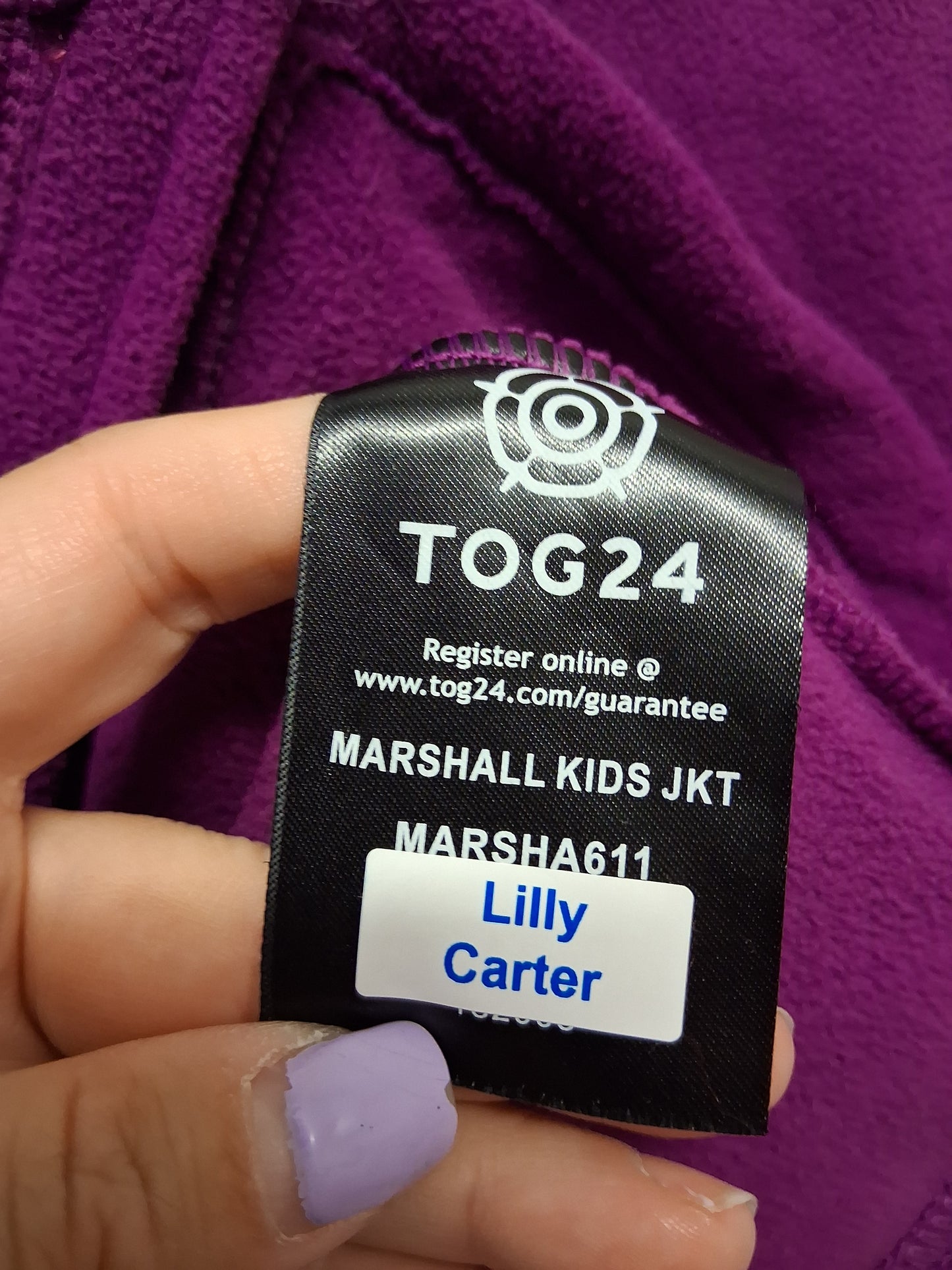 Tog24 Marshall Kids Jacket Full Zip Fleece Age 8 years Purple