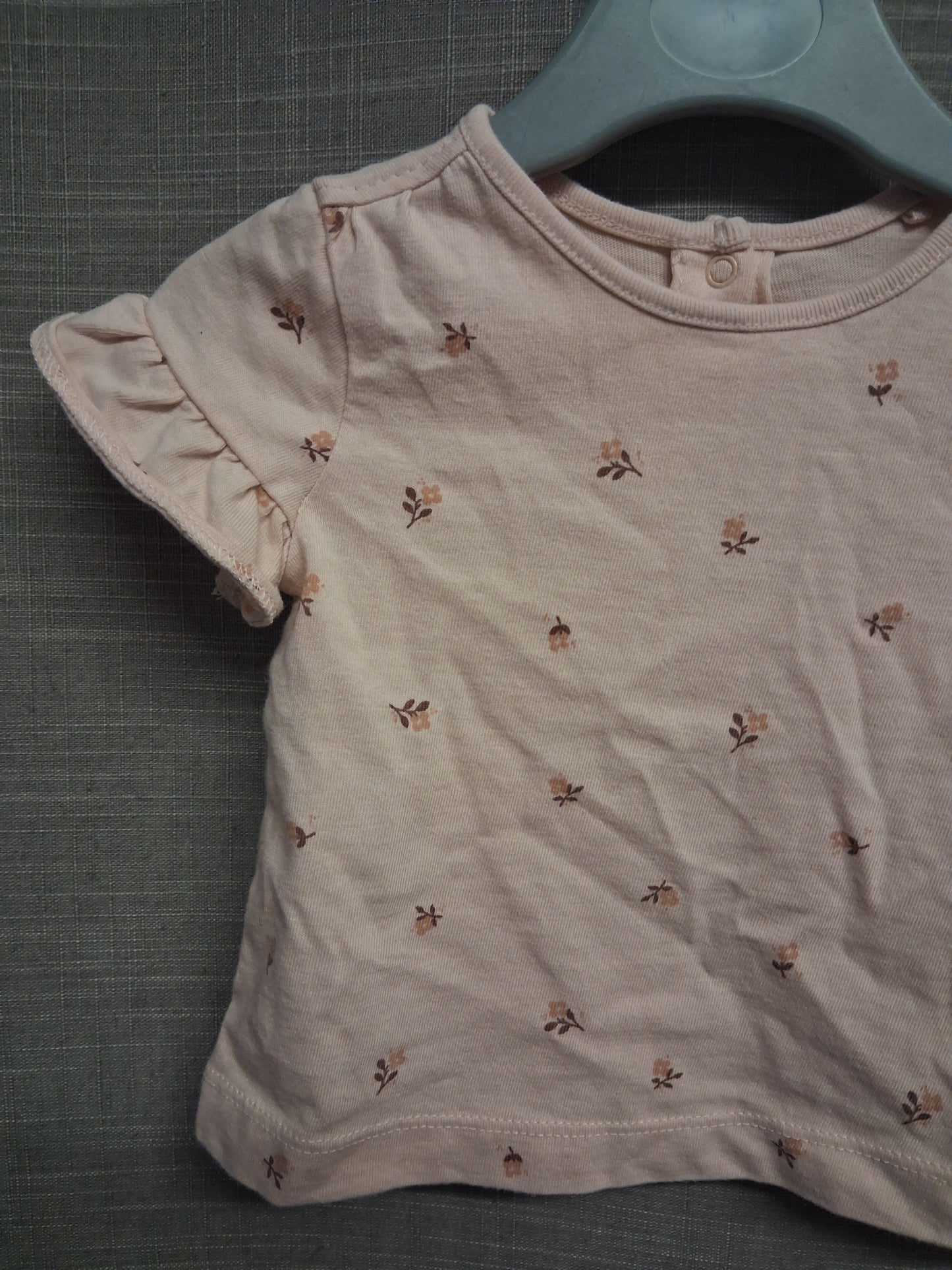 Next Girls Beige Floral Short Sleeve T-Shirt Age 0-3 Months