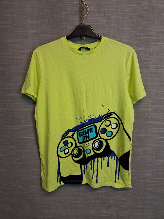 F&F Boys Yellow Gaming Theme T-Shirt Short Sleeve Age 14-15 Years