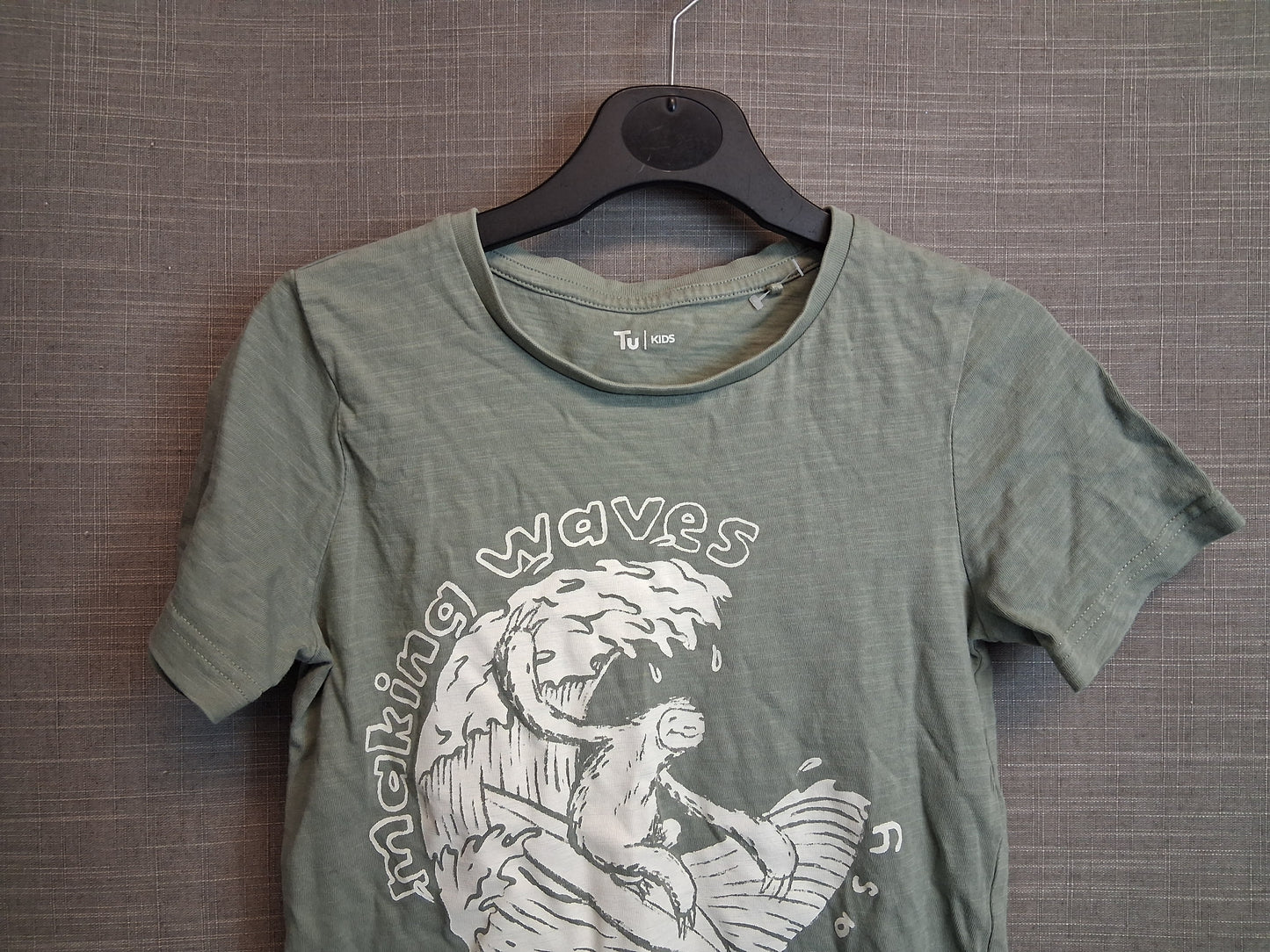 TU Boys Sloth T-Shirt Green Short Sleeve Age 6-7 Years