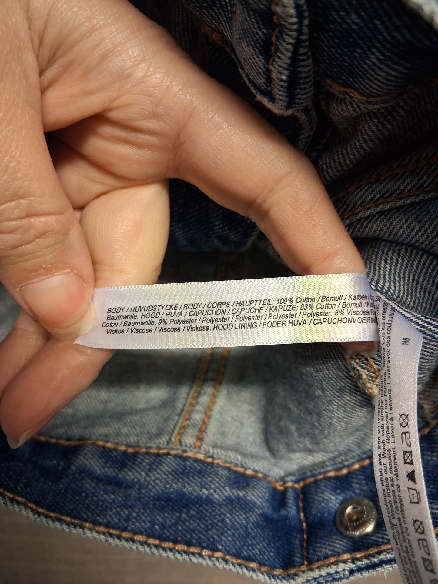 River Island Boys Blue Denim Jacket With Hood Age 9-12 Months