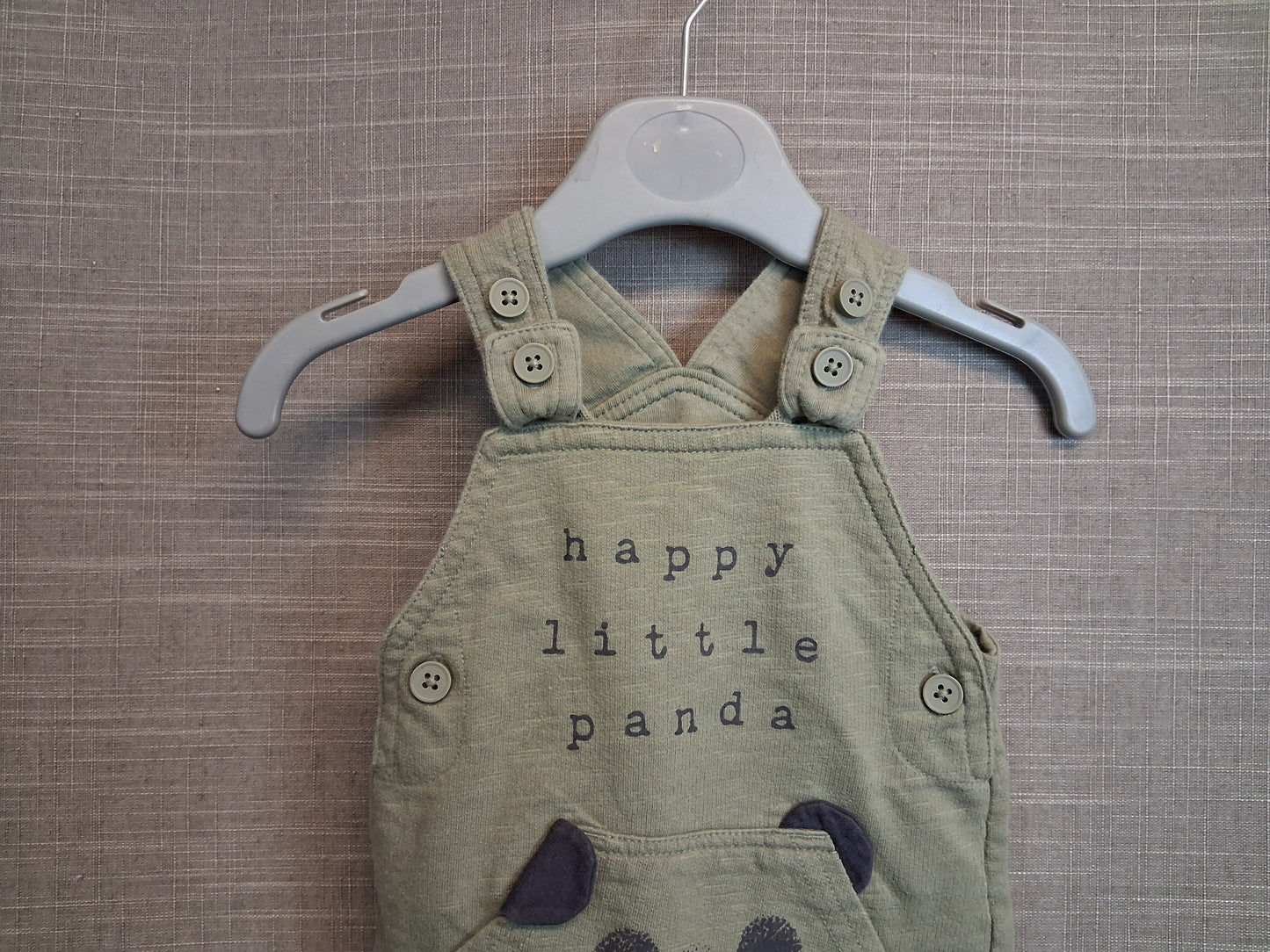George Boy Khaki Green Jersey Dungarees Romper Age 0-3 Months