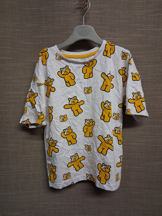 George Girls "Pudsey" Children in Need White Short Sleeve T-Shirt Age 6-7 Years