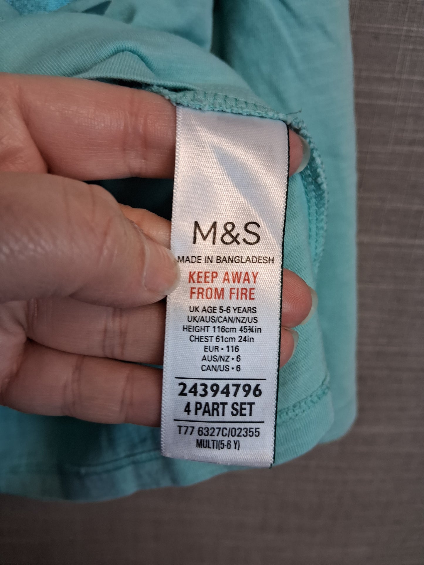Marks & Spencer Ariel Blue Long Sleeve T-Shirt Age 5-6 Years