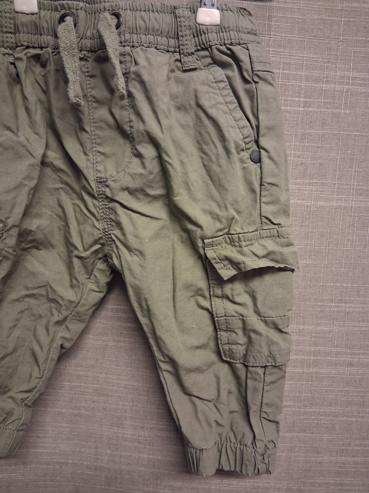 Next Boys Green Cargo Trousers Age 6-9 Months