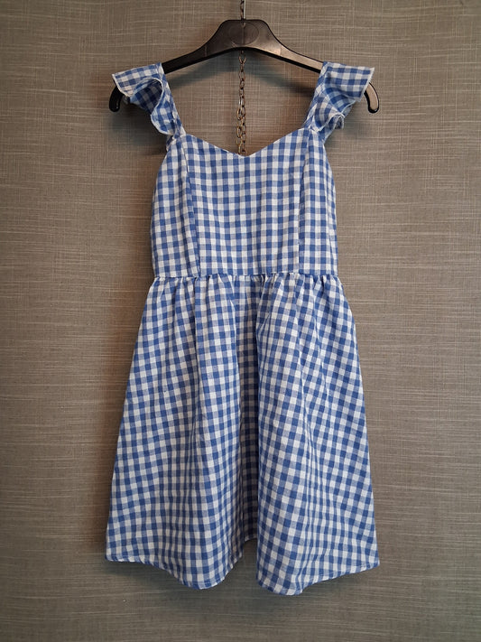 Shein Girls Blue White Gingham Dress Age 8 Years