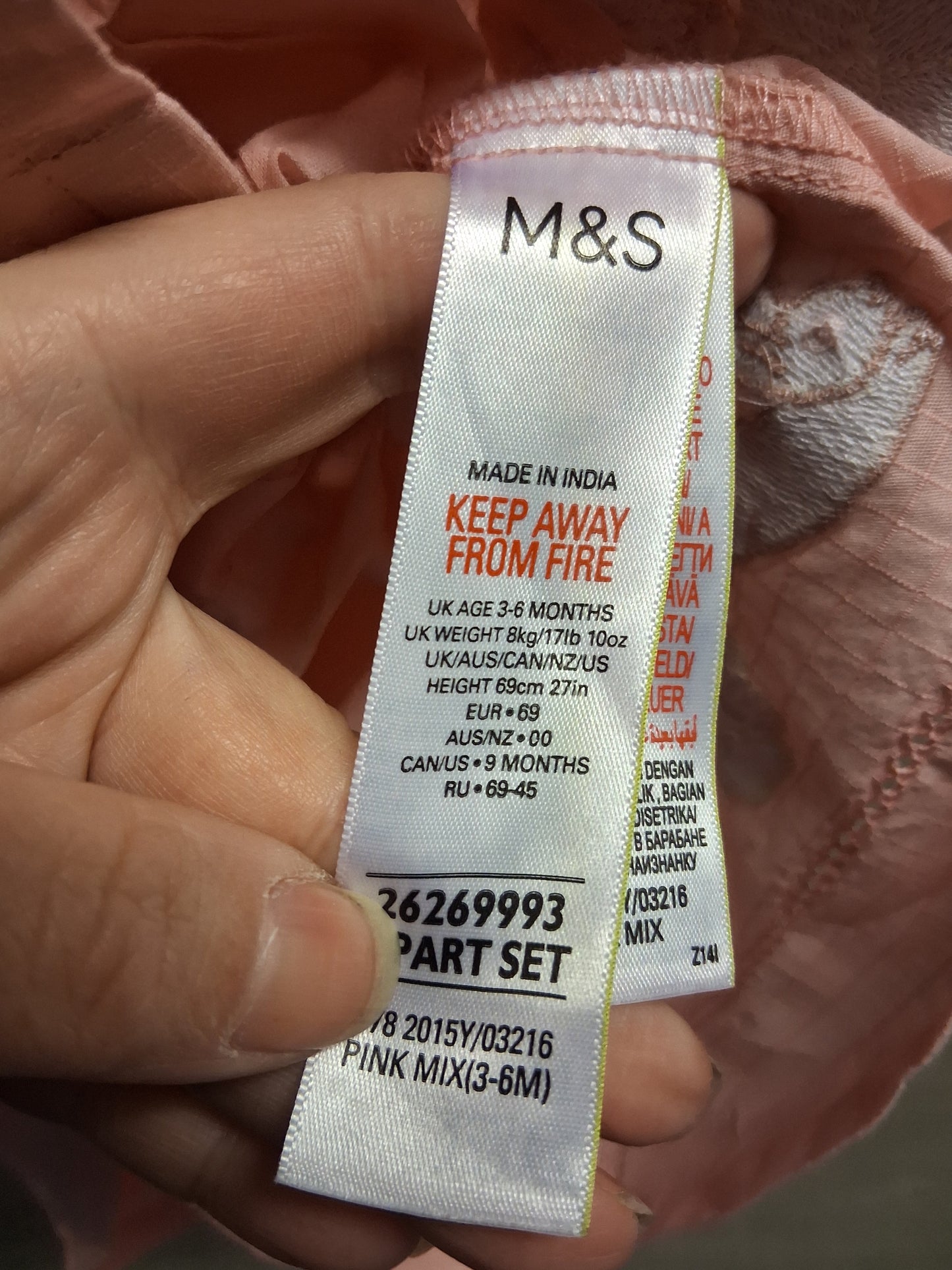 Marks and Spencer Peter Rabbit Pink Dress Short Sleeve Age 3-6 Months