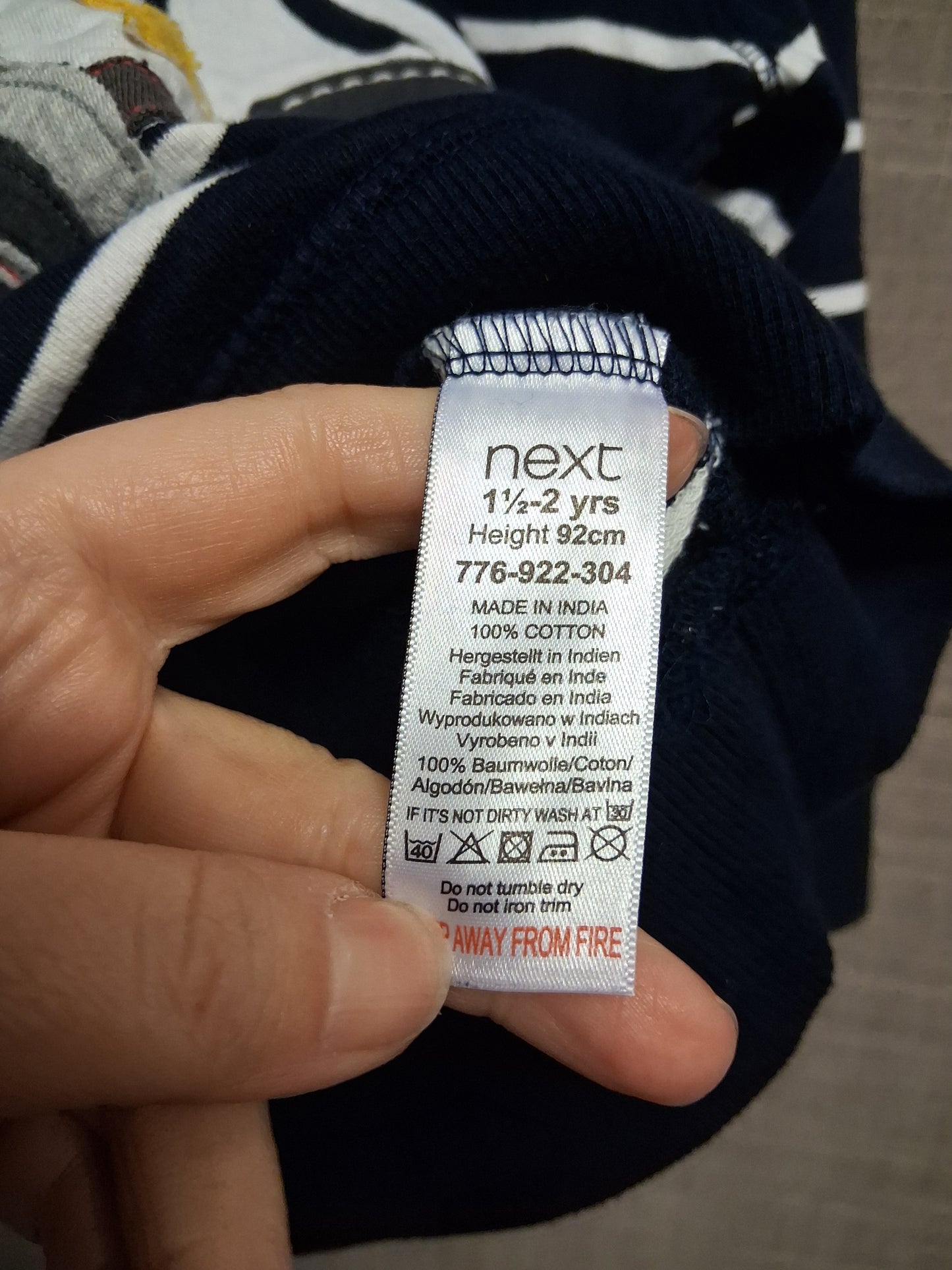 Next Boys Blue Crew Neck Sweater Blue White Stripe Police Car Age 18-24 Months