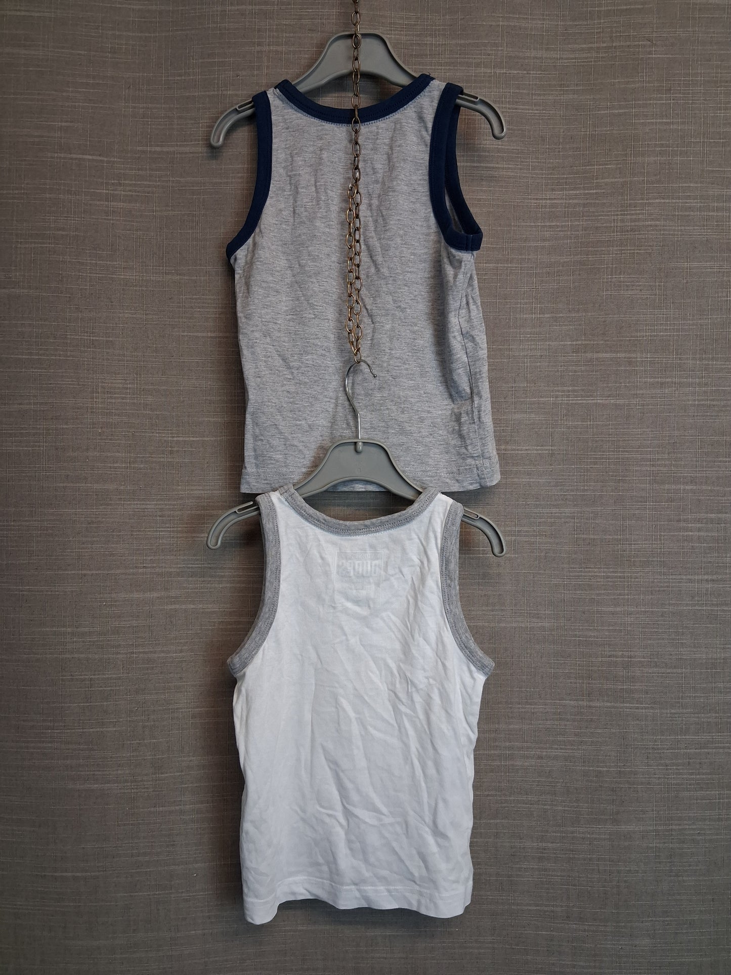 Matalan Boys Vest Tank Tops Grey and White Age 3 Years Set of 2