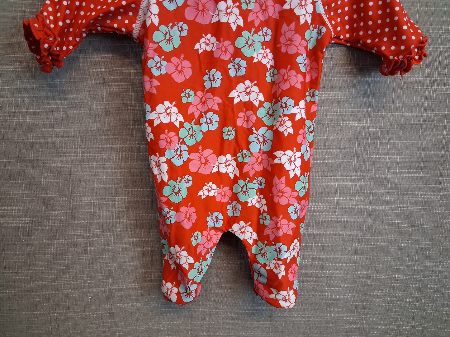 Miniclub Girl One Piece UV Swimsuit Red Floral Age 3-6 Months