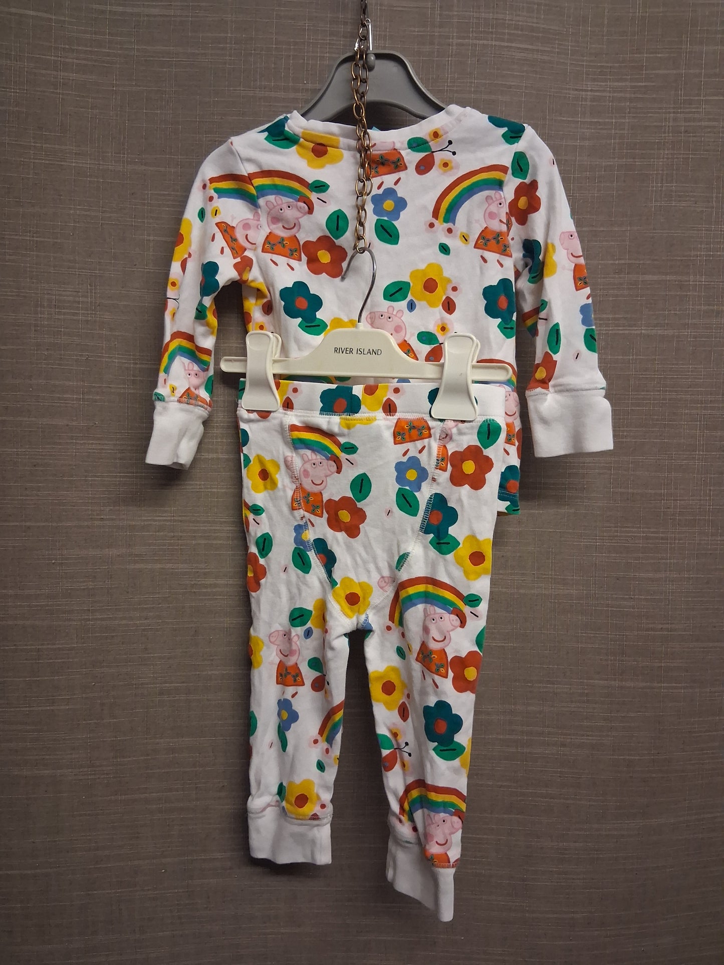 Next Girls Peppa Pig Pyjamas PJs 2 Piece Set White Age 12-18 Months