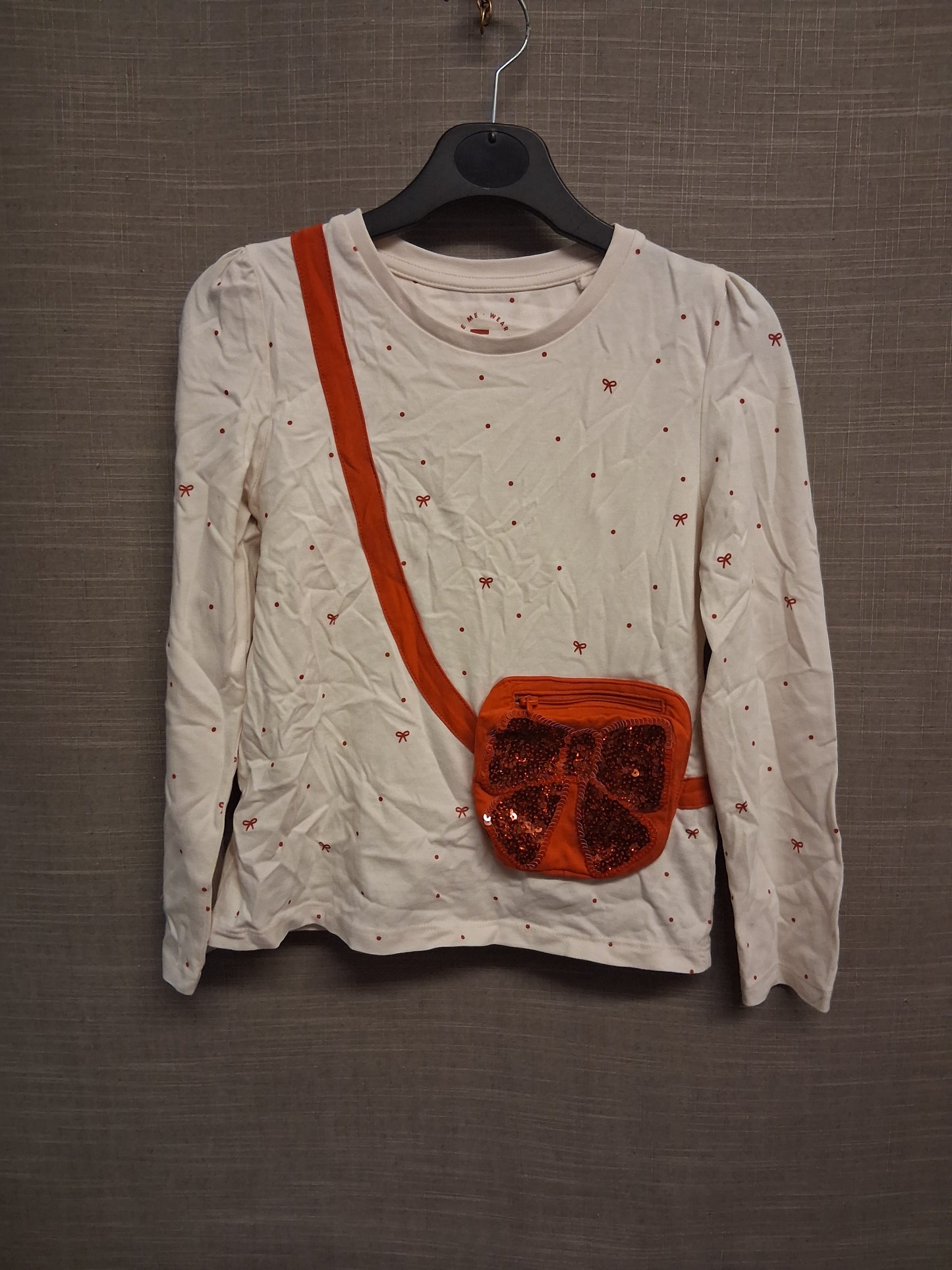 TU Girls Cream Red Sequin Long Sleeve T-Shirt Age 6-7 Years