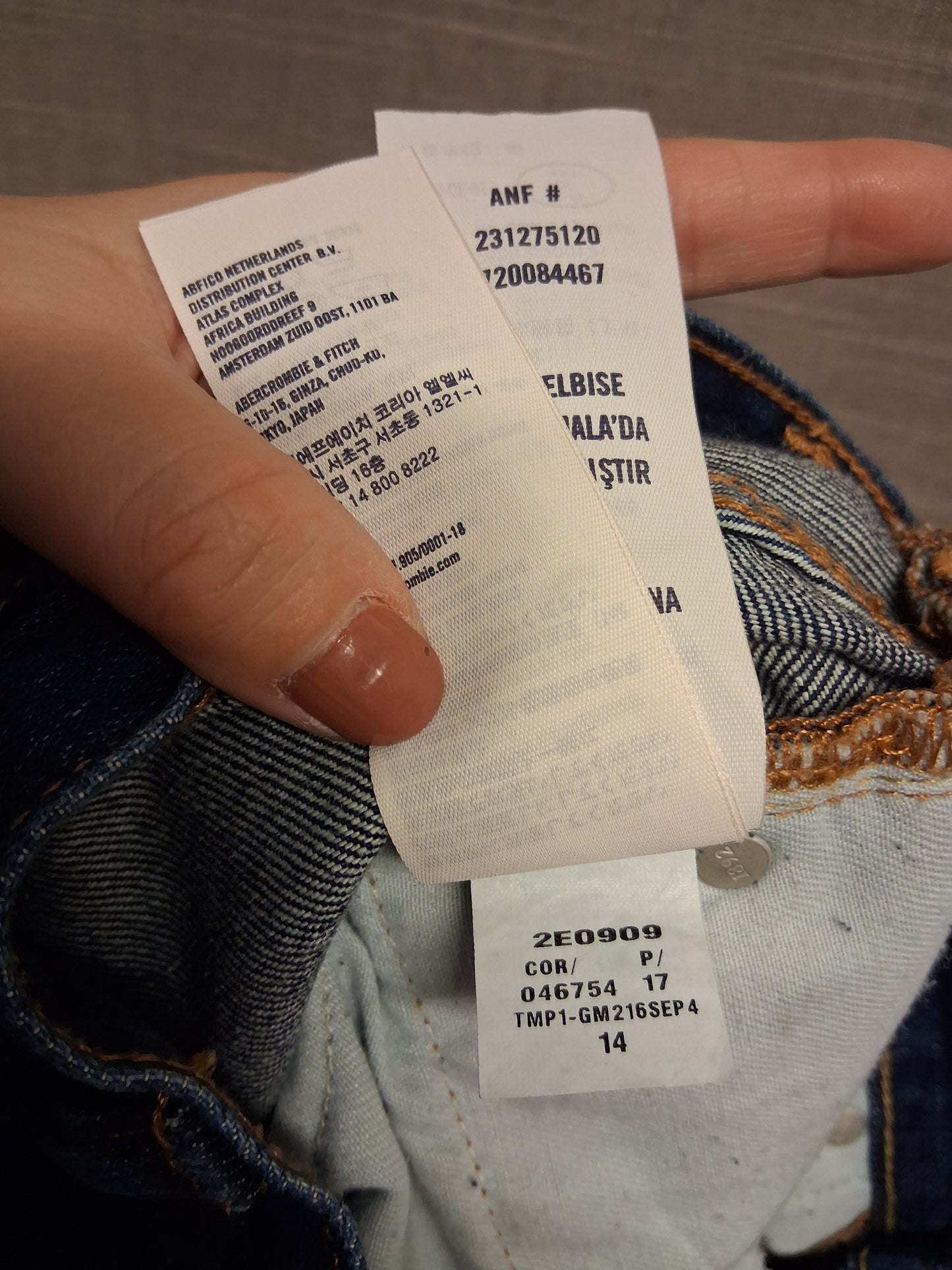 Abercrombie and Fitch Skinny Darkwash Blue Denim Jeans Age 14 Years