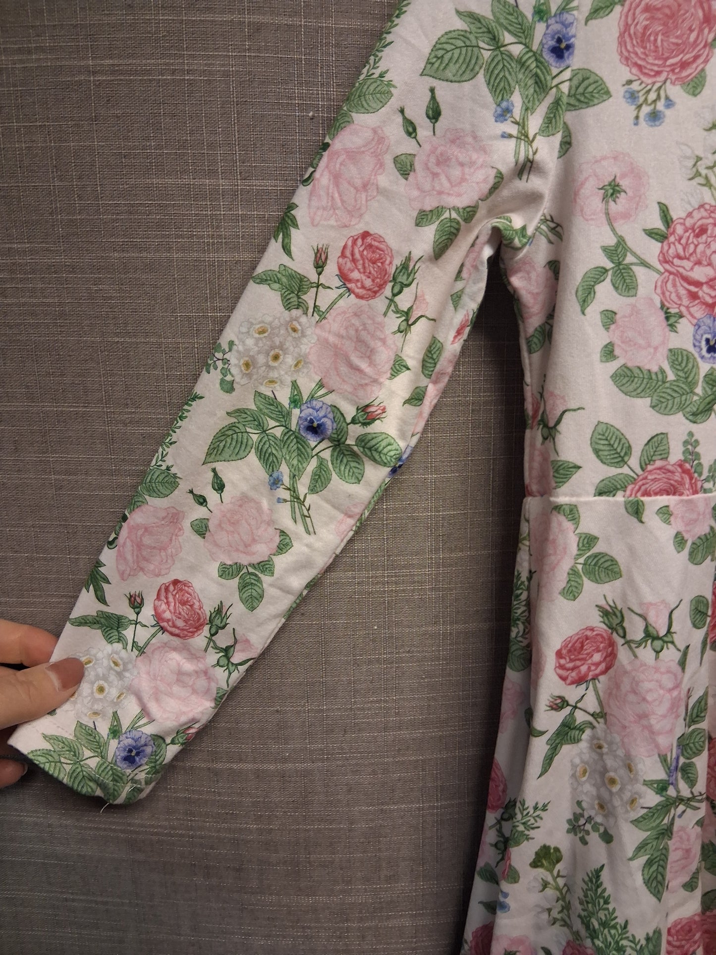 Dolly Wears Cream Floral Long Sleeve A Line Jersey Dress Age 4-5 Years