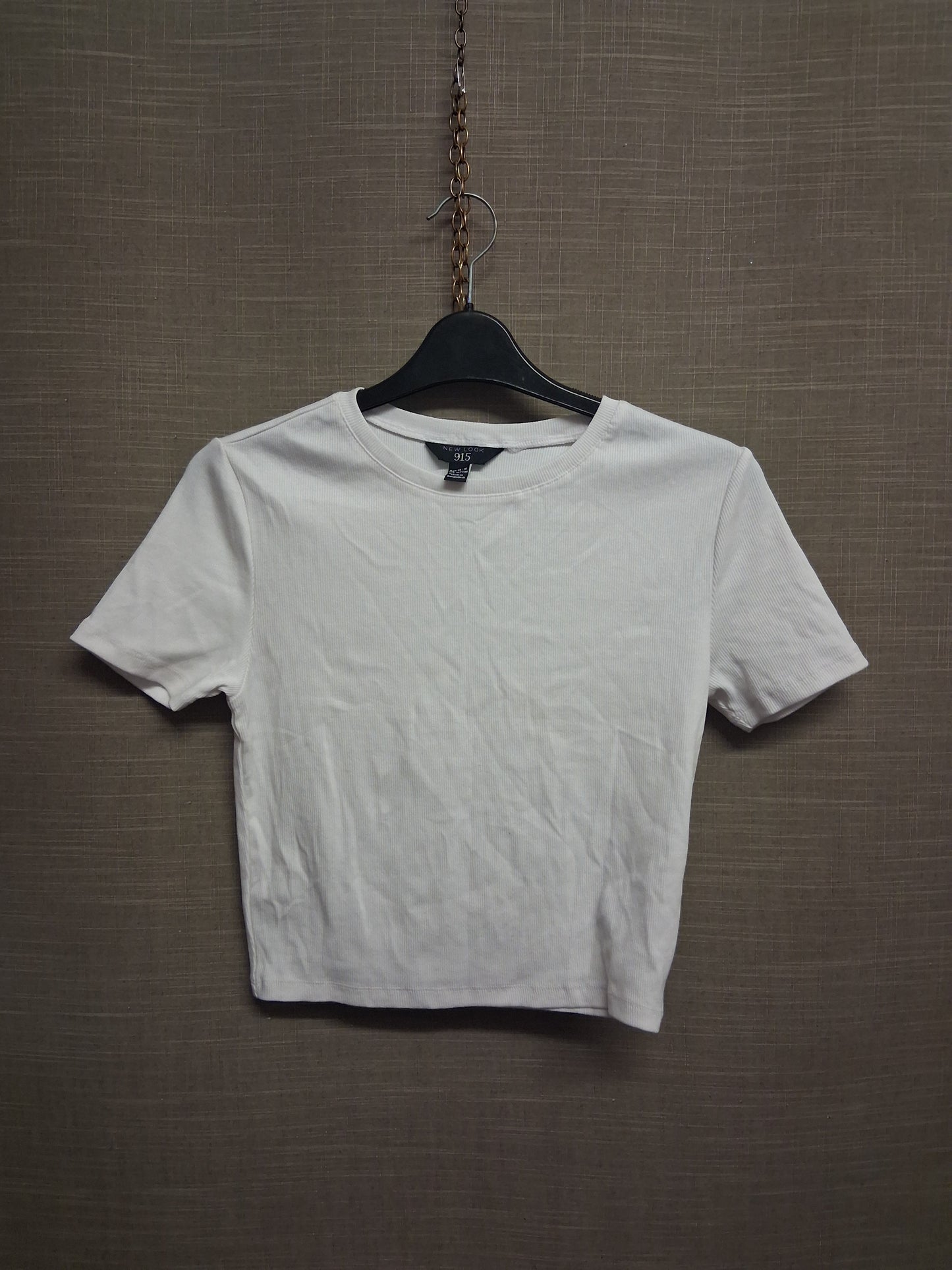 New Look White Ribbed Short Sleeve Cropped T-Shirt Age 14-15 Years
