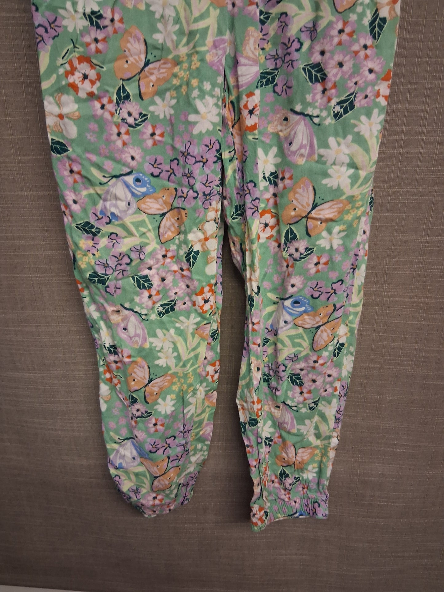 H&M Girls Green Floral Summer Trousers With Pockets Age 7-8 Years