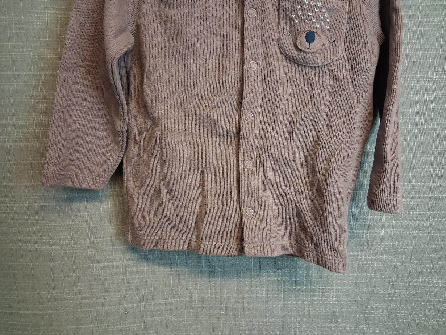 Next Boys Hoodie Brown Snap Button Age 18-24 Months