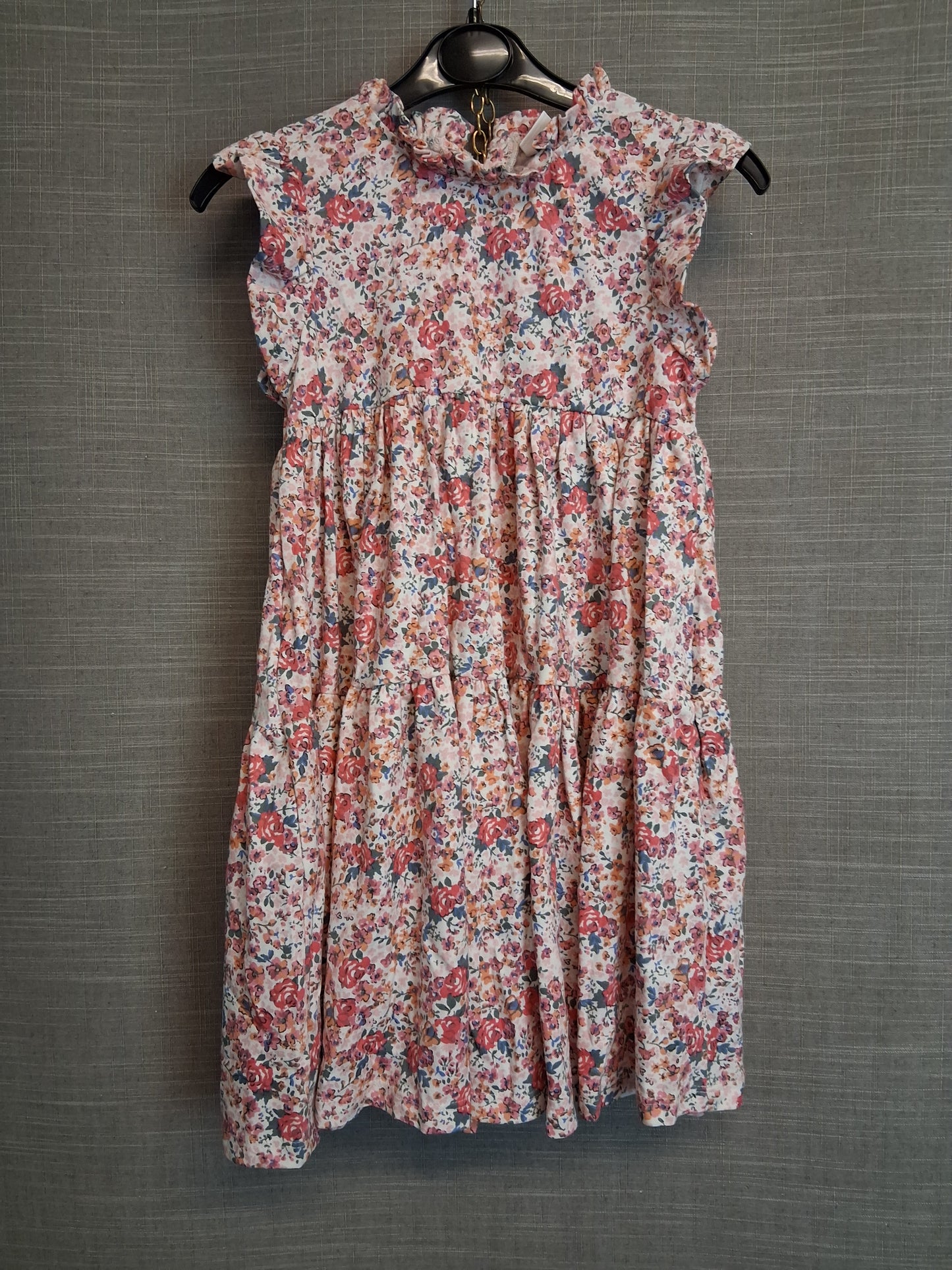 Next Girls Floral Multicolour Jersey Tiered Dress Sleeveless Age 5-6 Years