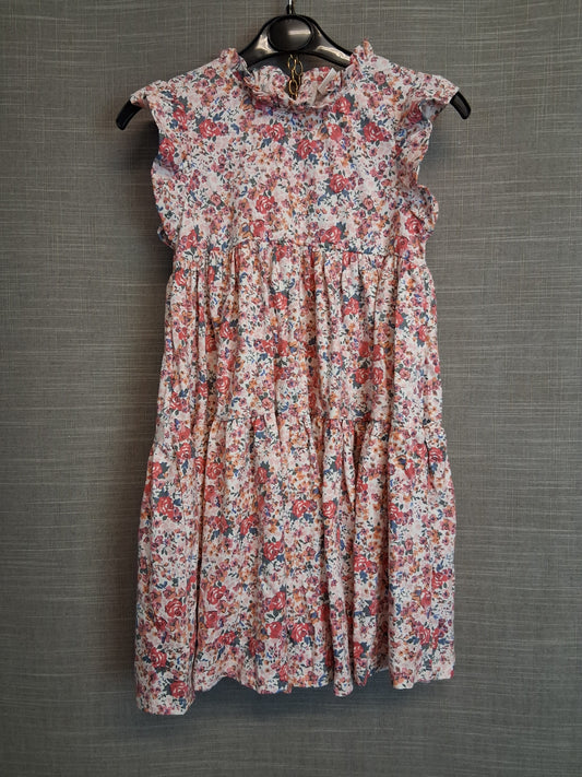 Next Girls Floral Multicolour Jersey Tiered Dress Sleeveless Age 5-6 Years