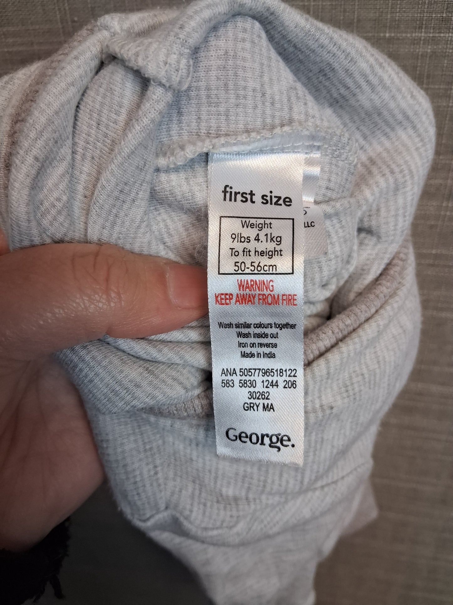 George Snoopy Sleepsuit Romper Age First Size Grey