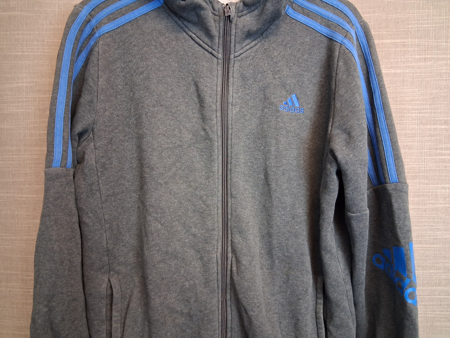 Adidas Boys Full Zip Hoodie Grey Age 13-14 Years