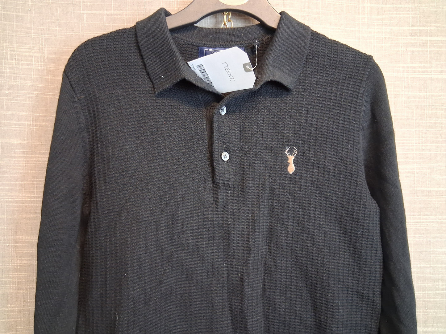 Next Boys Black Knitted Long Sleeve Lightweight Sweater Age 10 Years New