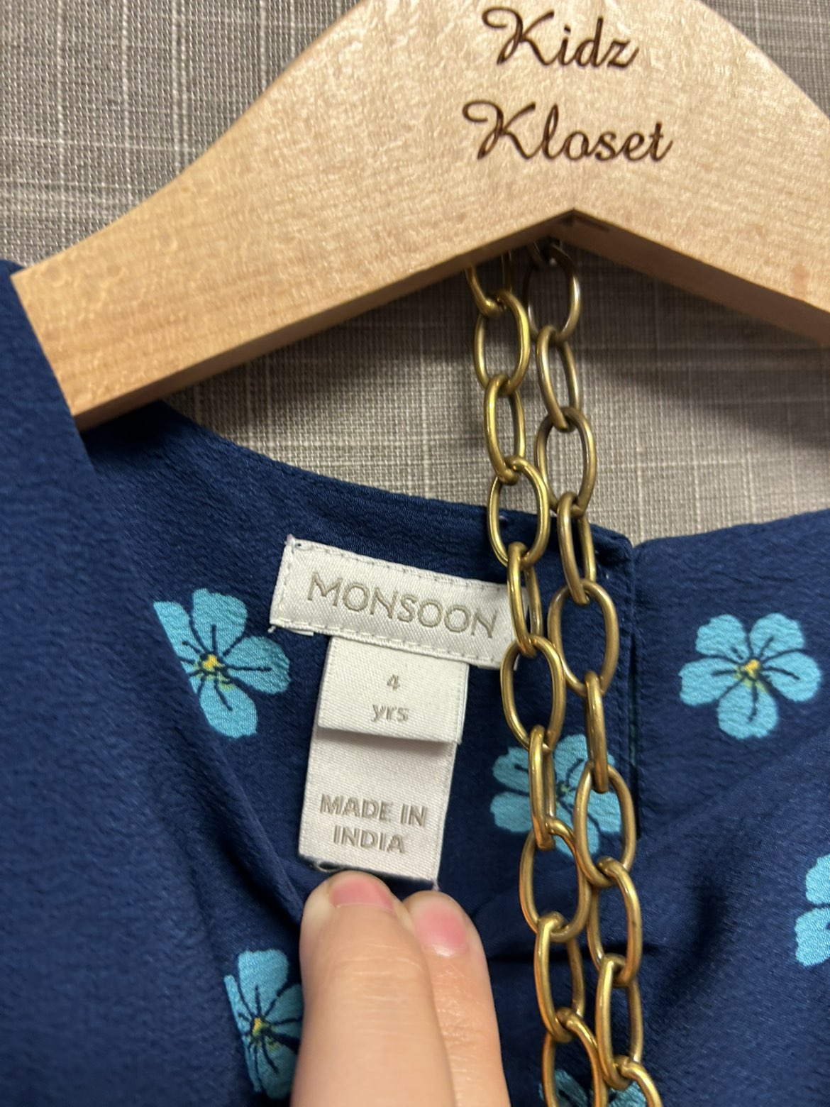 Monsoon Blue Floral Summer Dress Short Sleeve Age 4 Years