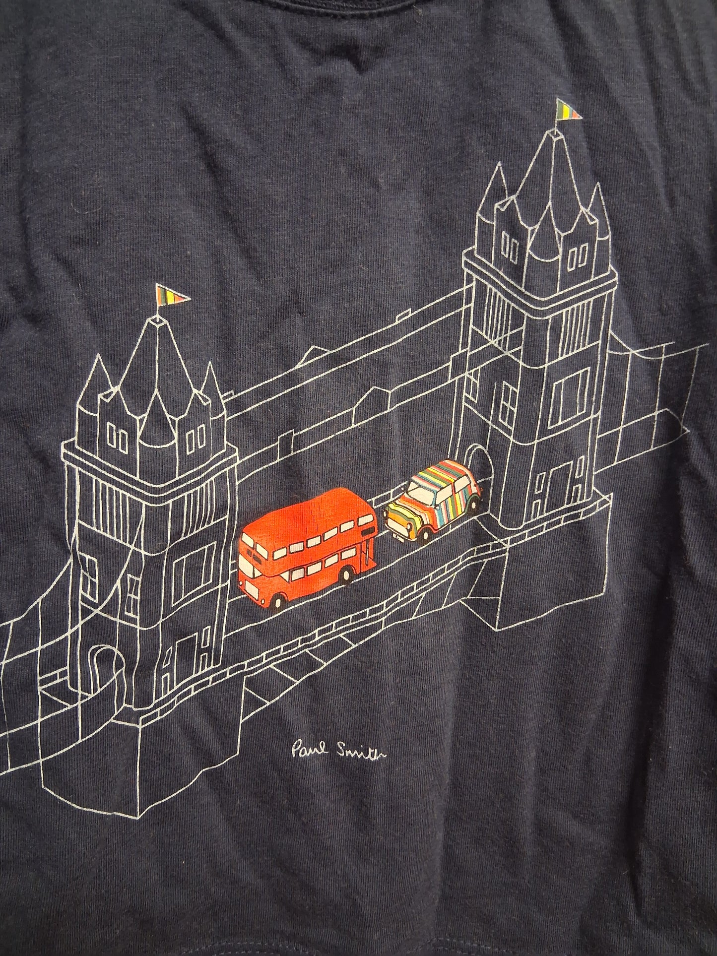 Paul Smith Boys Navy Blue London Bridge Long Sleeve T-Shirt Age 2 Years