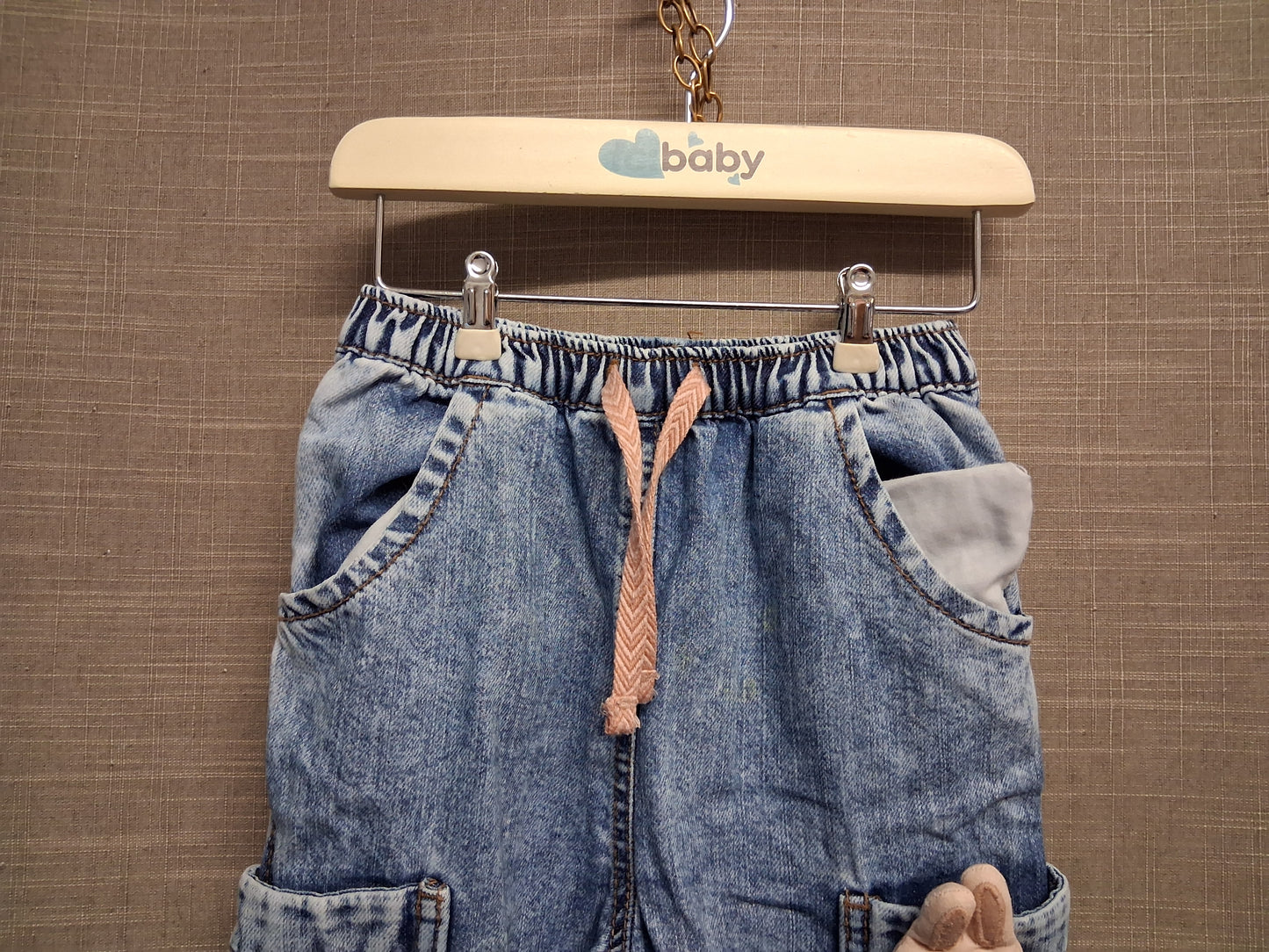 Next Girls Cargo Style Denim Jeans Lightwash Age 12-18 Months