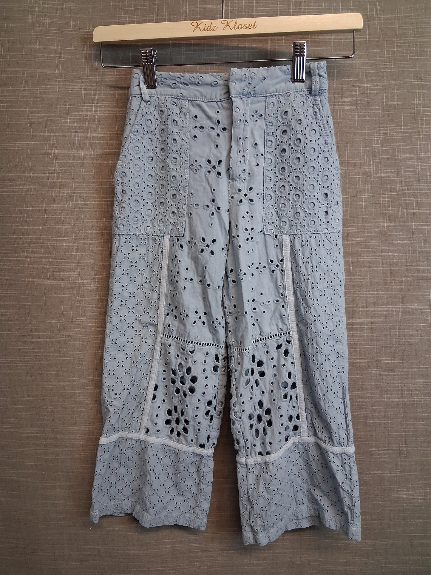 Zara Girls Blue Brodiere Anglaise  Crop Trousers Age 8 Years
