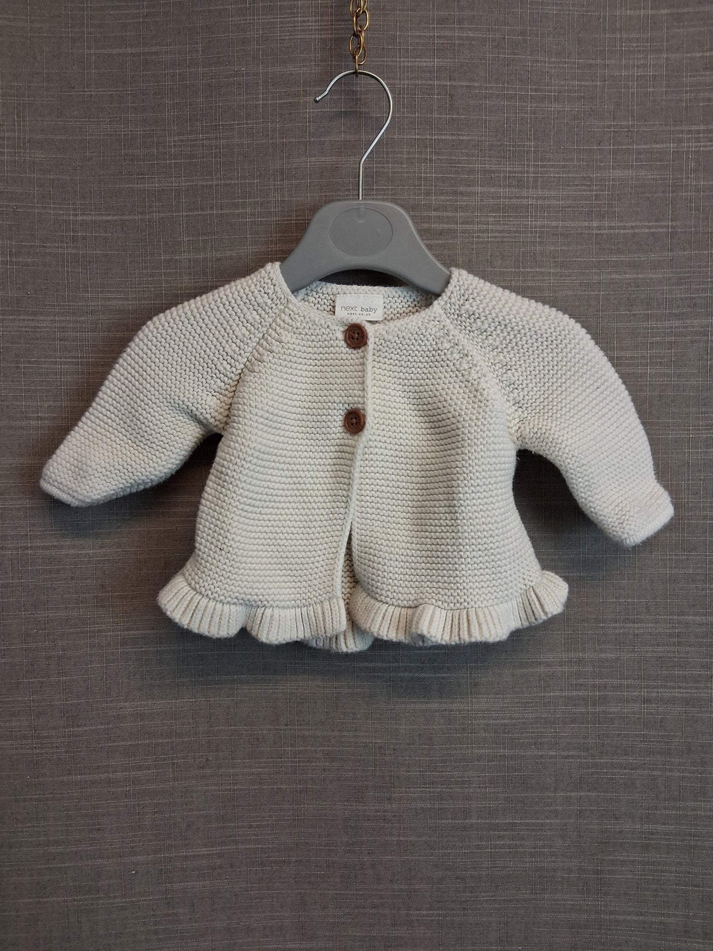 Next Girls White Knitted Cardigan Age 0-3 Months