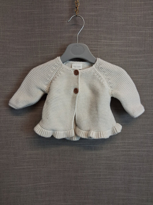 Next Girls White Knitted Cardigan Age 0-3 Months