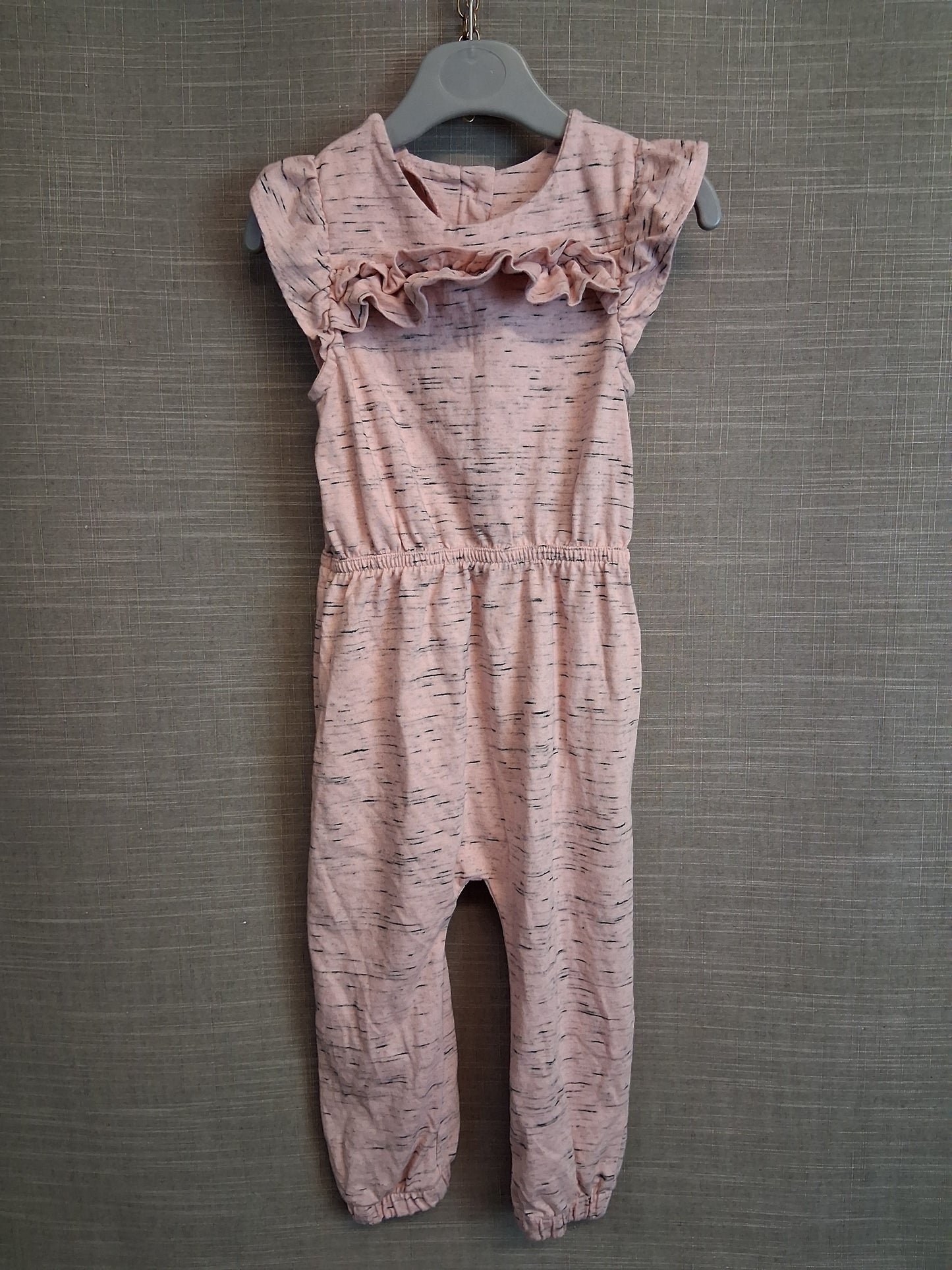 F&F Girls Pink Grey Jumpsuit Sleeveless Jersey Age 12-18 Months