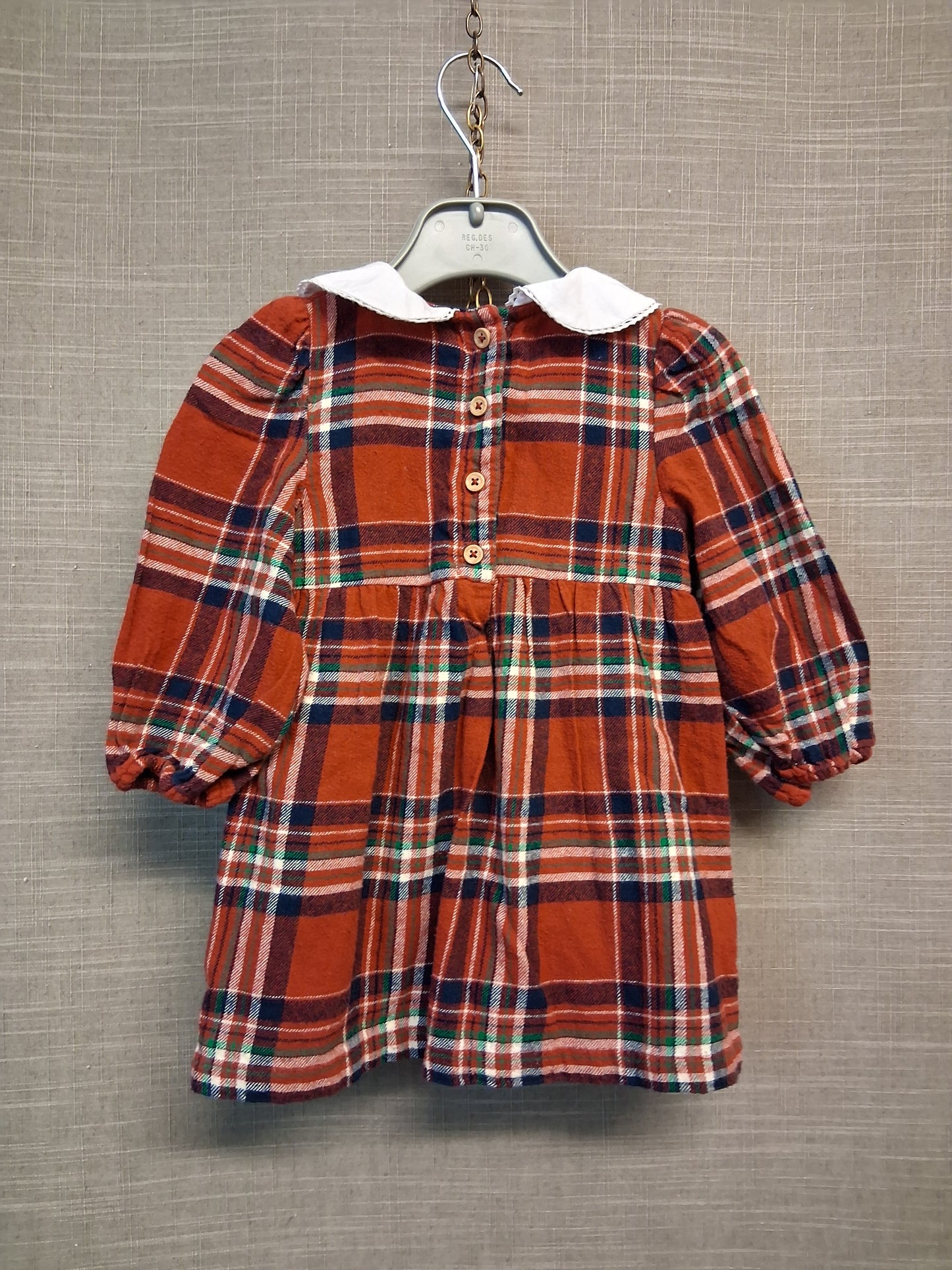 F&F Girls Red Tartan Dress Age 9-12 Months