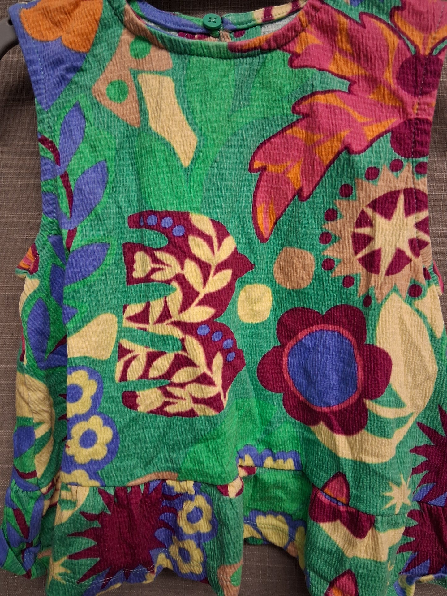 Next Girls Sleeveless Green Multicolour Peplum T-Shirt Age 2-3 Years