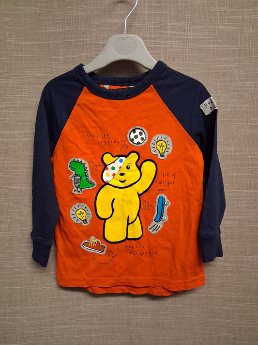 George Boys "Pudsey" Children in Need Blue Red Long Sleeve Age 2-3 Years