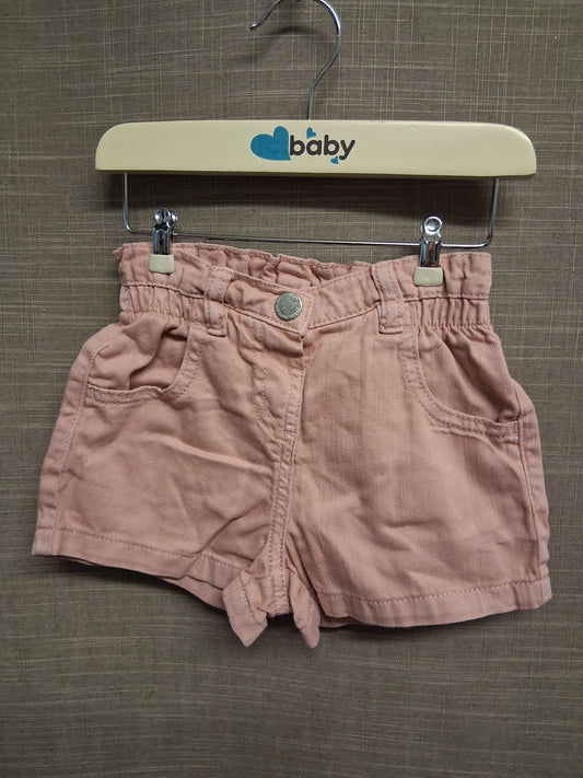 Next Girls Pink Denim Shorts Age 12-18 Months 100% Cotton