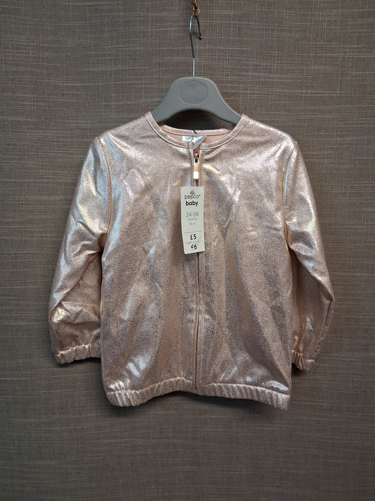 Pepco Girls Rose Gold Bomber Jacket Age 2-3 Years New