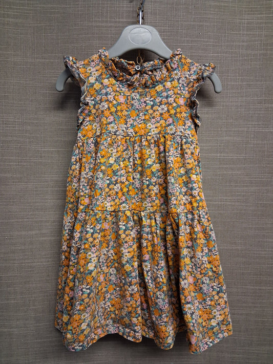 Next Girls Yellow Floral Jersey Dress Sleeveless Age 18-24 Months