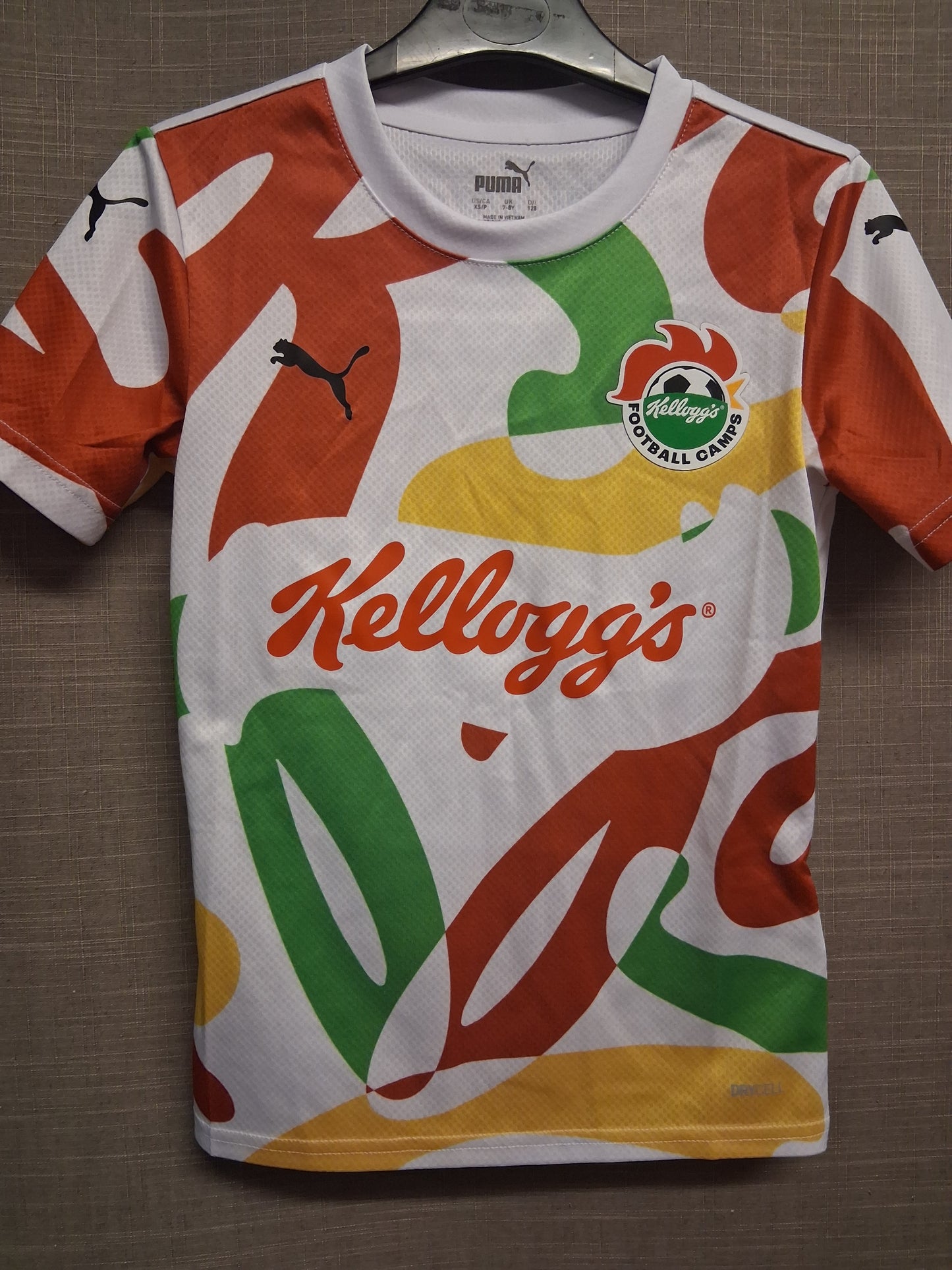 Puma Kellogs Football Shirt Boys Short Sleeve White Multicolour Age 7-8 Years