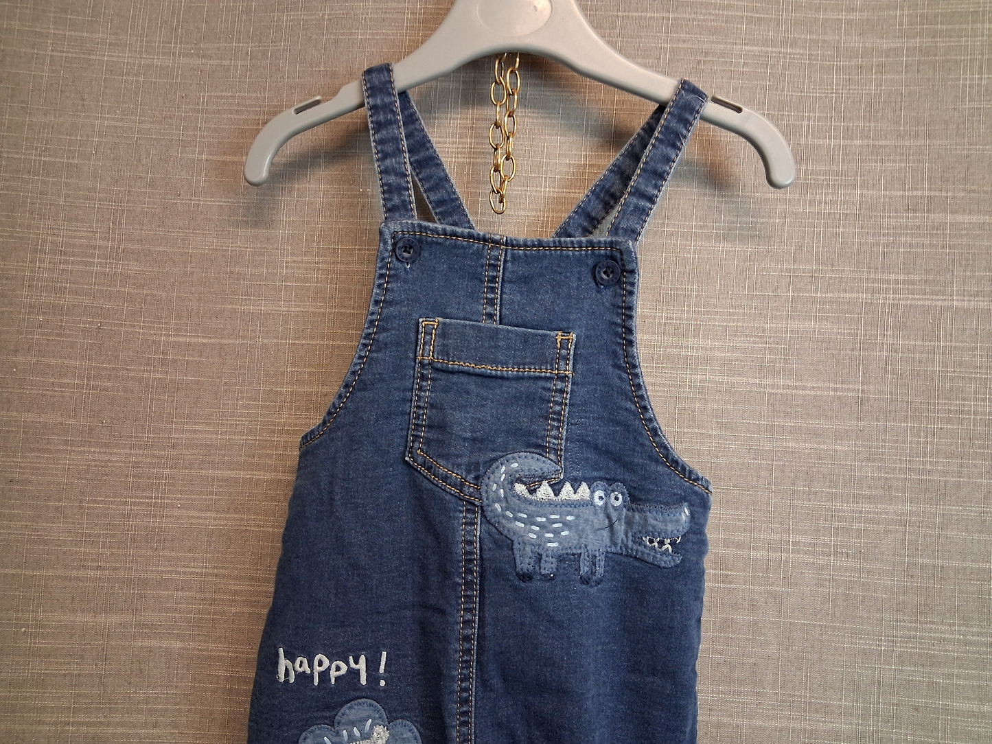 Next Boys Blue Dungarees Denim Lined Age 12-18 Months