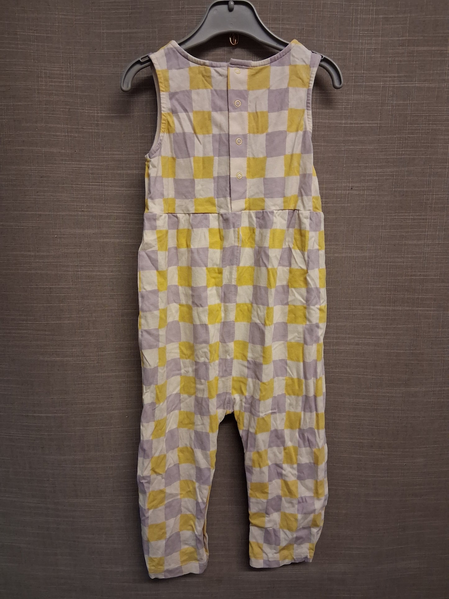 John Lewis Girls Check Lilac Yellow Romper Jumpsuit Age 2-3 Years