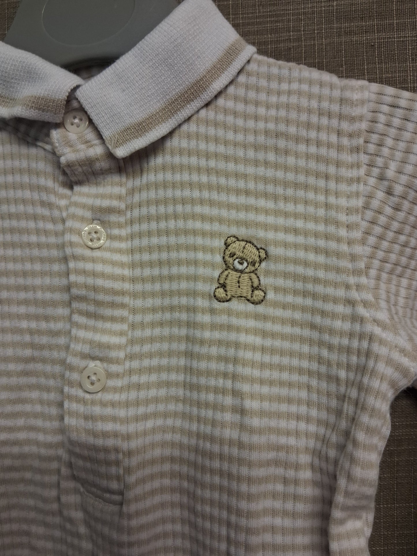 Nutmeg Boys Bodysuits Long Sleeve Blue Beige Age 6-9 Months