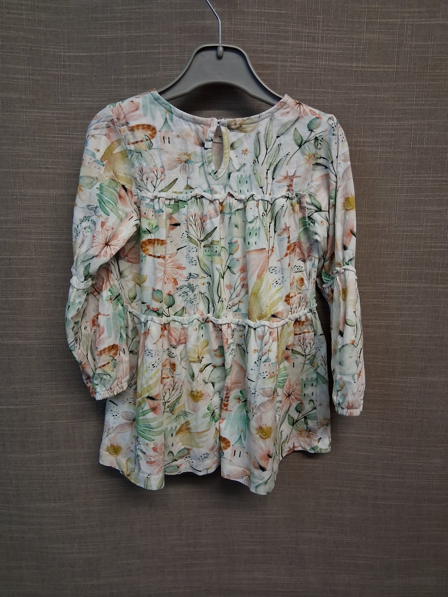 Next Girls Long Sleeve Jersey Tiered Dress Age 2-3 Years Multicolour