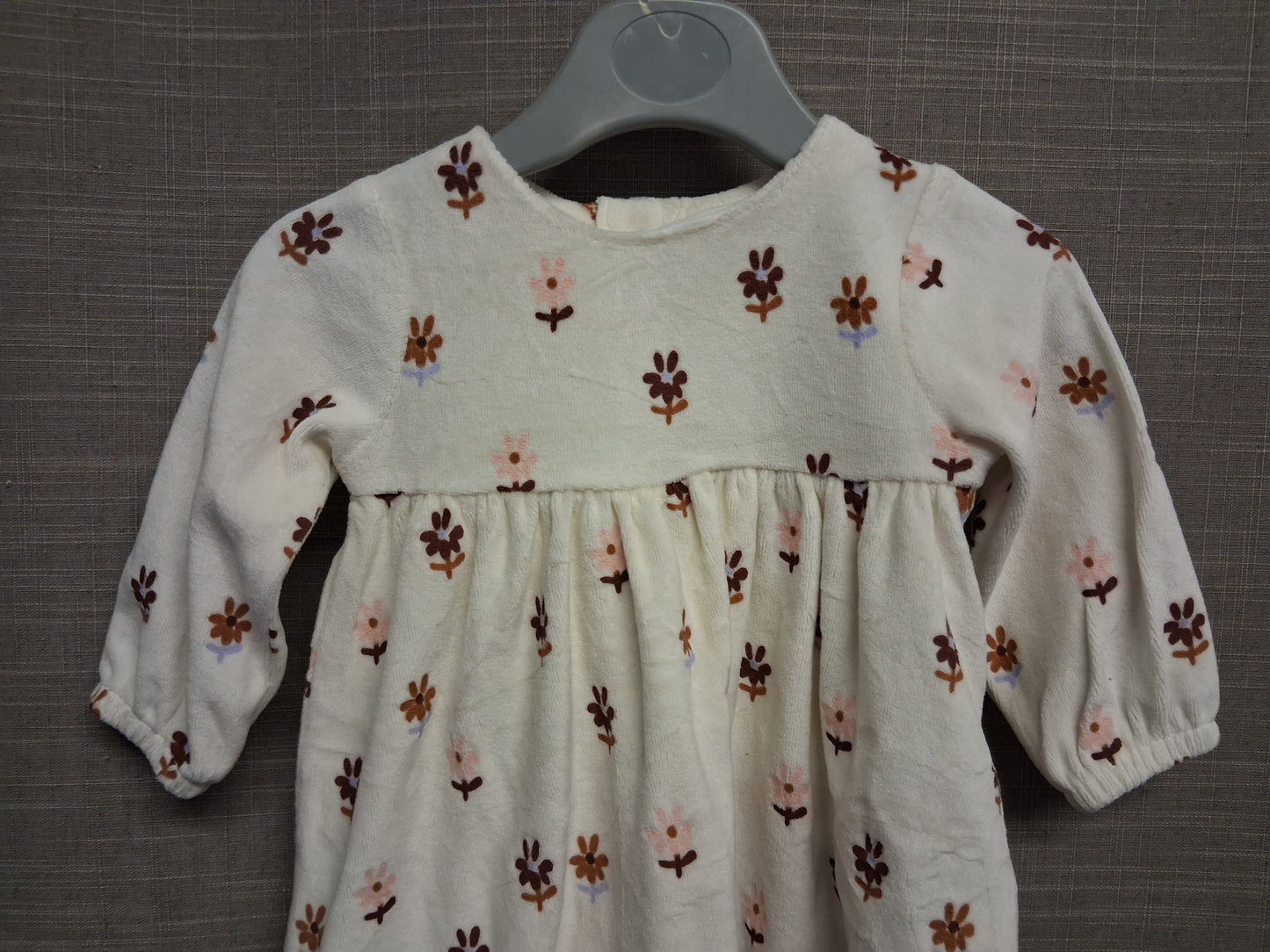 John Lewis Girls Jumper Sweater Dress Cream Floral Age 0-3 Months