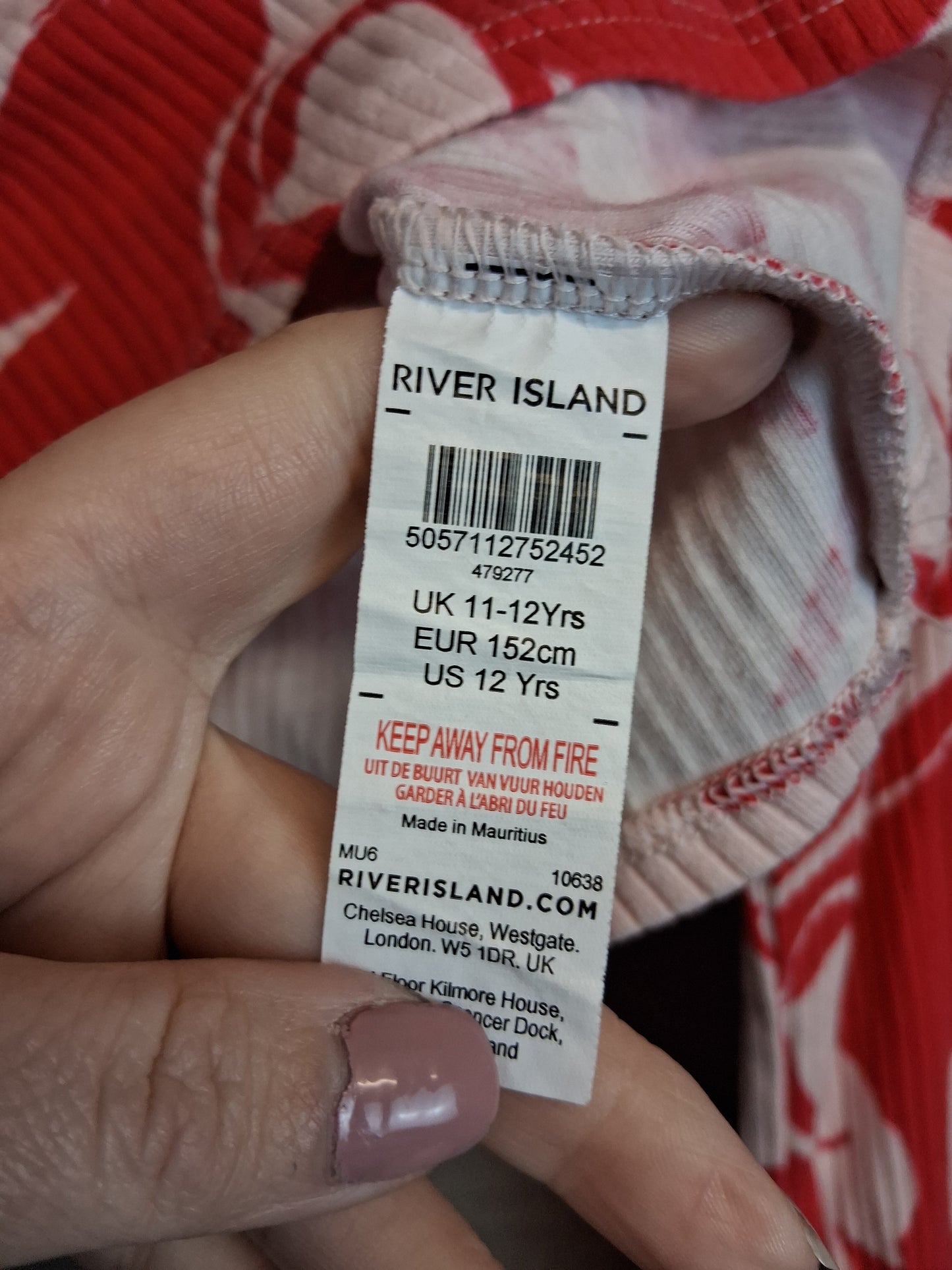 River Island Girls Pink Red Marble Long Sleeve Top Age 11-12 Years